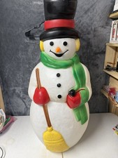VTG SNOWMAN with broom Blow Mold Empire Christmas Frosty Pipe Top Hat 1990 picture