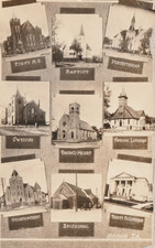 Vintage RPPC Postcard Boone IA 9 View Churches Photo by Lainson Iowa 1937 Multi picture