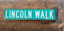 Vintage Lincoln Walk Street Sign Breezy Point Queens NYC Embossed Metal Bracket picture