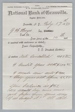 1881 National Bank of Granville NY Letterhead Charter 2294 Woodard Signed Scrip picture