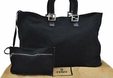 Authentic FENDI Hand Tote Bag Canvas Leather Black E1778 picture