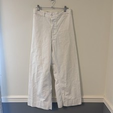 Vintage 40s US Navy Cracker Jack Flare Pants Men’s 28x25 Button Fly White A2 picture