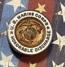 Scarce Minty WWI USMC Honorable Discharge Service Lapel Pin EGA Bronze picture