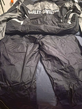 Harley Davidson Men's Rainsuit - XL Black Hooded Nylon Waterproof - Never Worn picture