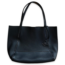 Botkier Black Leather Tote Bag Zipper Detail picture