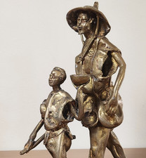 Vintage West African Tribal Art Bronze Sculpture Traveler Figurine Lost Wax Cast picture