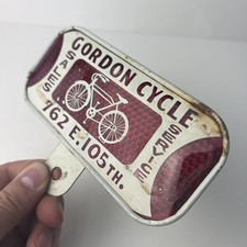 Vintage Gordon Cycle Bicycle License Plate Dealer Advertising Cleveland Ohio picture