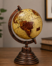 Vintage World Globe Decor, Handicraft Antique Tabletop, Retro Earth Globe picture