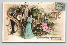 c1906 RPPC ALFRED NOYER Hand Colored Man Woman Ste. Catherine Love Postcard picture