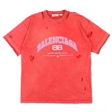 Balenciaga Crew Neck Cotton Distressed Red S Excellent  (Ages 14+) picture