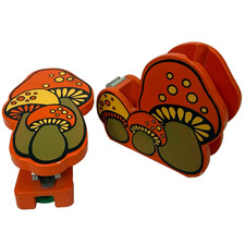Vintage 70s Wooden Mushroom Tape Dispenser & Stapler Japan OMC Counterpoint  picture