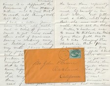 1871 Letter Vermont to Oakland - Great Chicago Fire, Life in Vermont, Calif Move picture