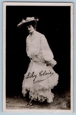 Miss Lily Elsie Pretty Stage Actress Dress White Signed RPPC Photo Postcard picture
