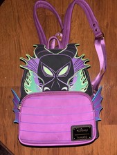 Loungefly Disney Maleficent Villains Mini Backpack Glow in the Dark Purple picture