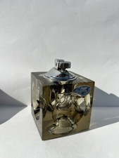 Vintage Smoked Glass Cube Table Lighter  Japan Art Deco hand cut crystal  picture