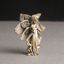 Solid Brass Angel Figurine Small Statue House Office Desktop Decoration Toys US picture