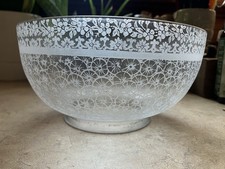 Beautiful Antique Ornate Floral Deep Etched Gas Oil Victorian Glass Shade picture