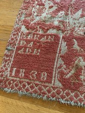 Authentic RARE Antique Dated 1838 American Folk Art Hand Woven Jacquard Coverlet picture