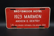 1964 COLORADO SPGS License Plate  Antique Auto Show BROADMOOR HOTEL  1923 MARMON picture