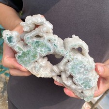 1.2lb Natural moss agate geode quartz crystal rough slice Mineral specimens picture