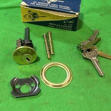 Vtg Lori Replacement Rim Cylinder Brass 5 Pin Tumbler No. 3100 US Lock 5 Keys picture
