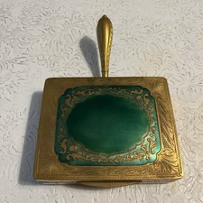 Vintage Art Deco Brass and Enamel Cigarettte Silent Butler, Circa 1920-1950 picture