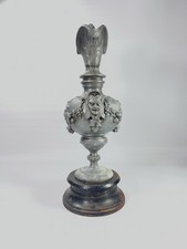 Antique French Pewter Ewer Napoleon III Mask Mount Grape Swags 15in picture