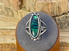 Jack Whittaker Circle JW Navajo Sterling Green Abalone Ring sz 7--2NL25.109 picture