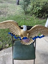 Syroco 1962 Eagle Wall Plaque Patriotic Shield, 3D Effect Antique Finish picture