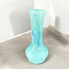 VTG Canadian Art Pottery Bud Vase Green Blue Drip Glaze Ceramic Vase Mid Century picture