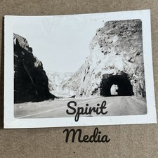 B&W Photo Mountain Road Tunnel Rock Cut Canyon Highway Snapshot 1950s picture