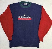 Rare Vintage Apple Education Sweater USA Made 90s Computer Promo Crewneck M picture