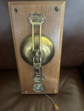 SAN FRANCISCO CABLE CAR SFC Solid Brass Conductor Bell Mounted on Oak Wood picture