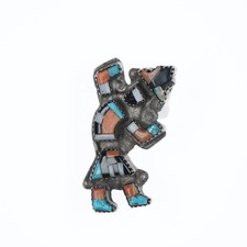 Vintage Zuni Channel inlay sterling Rainbow Man pin picture