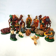 RARE Vintage Atlantic Mold Ceramic Nativity Set 19 pc Hand Painted Glaze 1974 LG picture