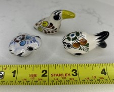 Lot of 3 Mini VTG Mexican Tonalá Pottery Animal Figurines Hand Painted Folk Art picture