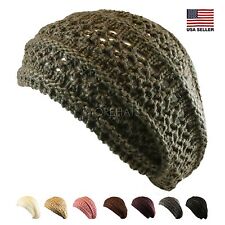 Womens Girl Teen Warm Fall Winter Ski Thick Crochet Soft Knit Beret Packable Hat picture