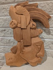 Vintage Mayan King Pakal Wood Carving Plaque Signed Cancun Mexico 1999 Folk Art picture