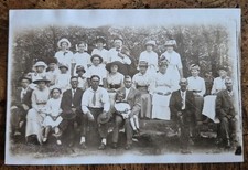 Antique RPPC Postcard Large Edwardian Family Group Outdoor Portrait c.1904-1907 picture