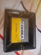 Cohiba Cigar Ashtray Large Ceramic Rectangle Yellow Black White Vintage picture