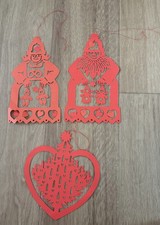 Vtg. MCM Ephemera Lot 3 Scandinavian Swedish Paper Die Cut Santa Mrs. Claus Tree picture