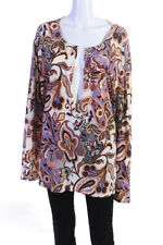 Etro Womens Oversized Paisley Print V-neck Blouse Orange Purple Size M picture