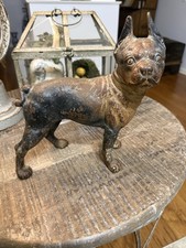 ANTIQUE HUBLEY DOG Cast Iron BOSTON TERRIER / FRENCH BULLDOG DOORSTOP picture