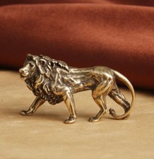Solid Brass Lion Figurine Statue Animal Figurines Toys House Desktop Decoration picture