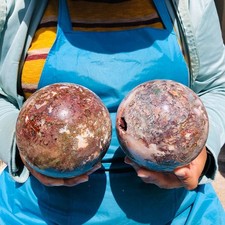 2pcs 7.12LB Natural Water Grass Agate Ball Quartz Crystal Ball Healing 2098 picture