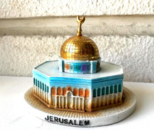 Vintage Jerusalem Figurine Mosque AL Aqsa Gold Plated Holy Land Hand Painted picture