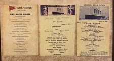 RMS Titanic 1st Class Dinner, 2nd and 3rd Class Breakfast Small Menu Replicas picture