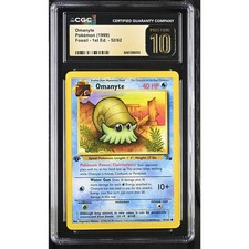 CGC 10 PRISTINE Omanyte 1st Edition 52/62 Pokémon 1999 Fossil Common Graded Card picture