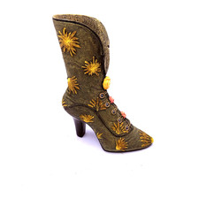 Vintage Miniature Victorian Boot 3D Floral Pattern Button up Shoe Decor 5.25