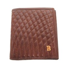 BALLY Leather Bifold Wallet Ladies Brown Logo Cashless Slim (Ages 14+) picture
